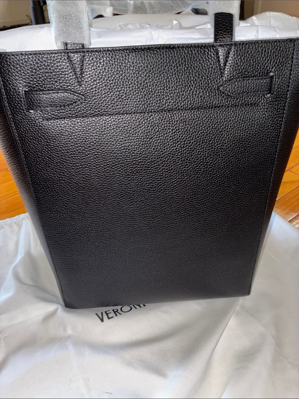 Veronica Beard Black Dash Leather Tote NWT - Picture 6 of 8